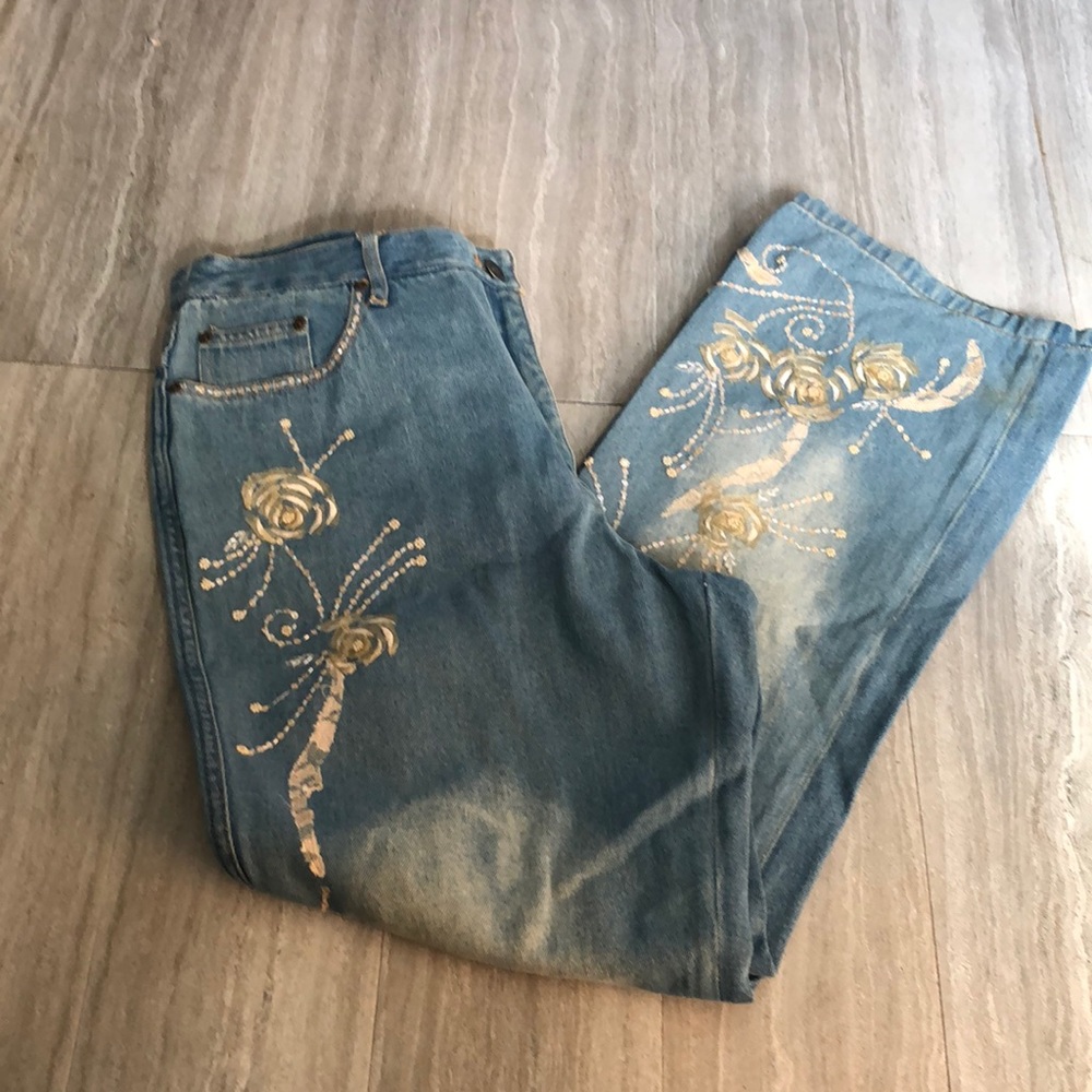 Newport News Jeans. Bootcut with embroidery.  Size 18